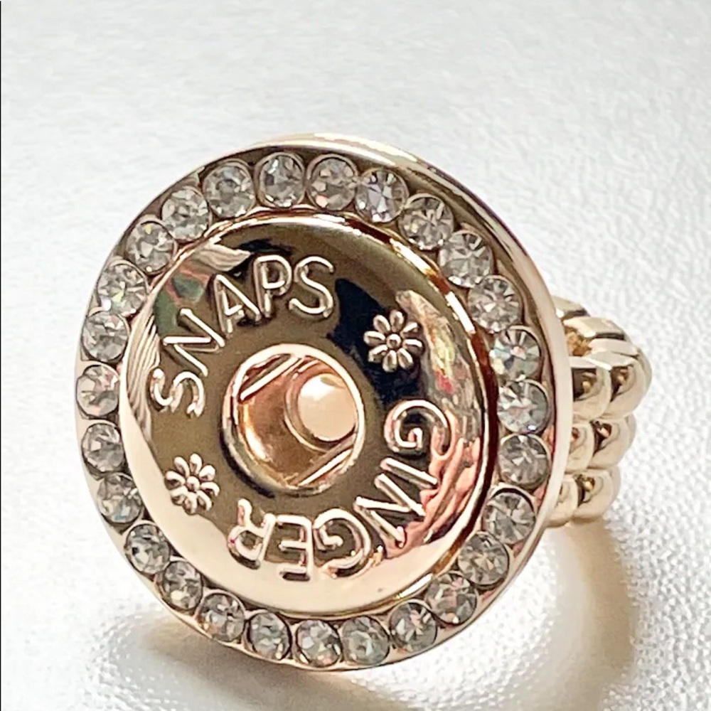 Ginger snaps gold bling stretch snap button ring